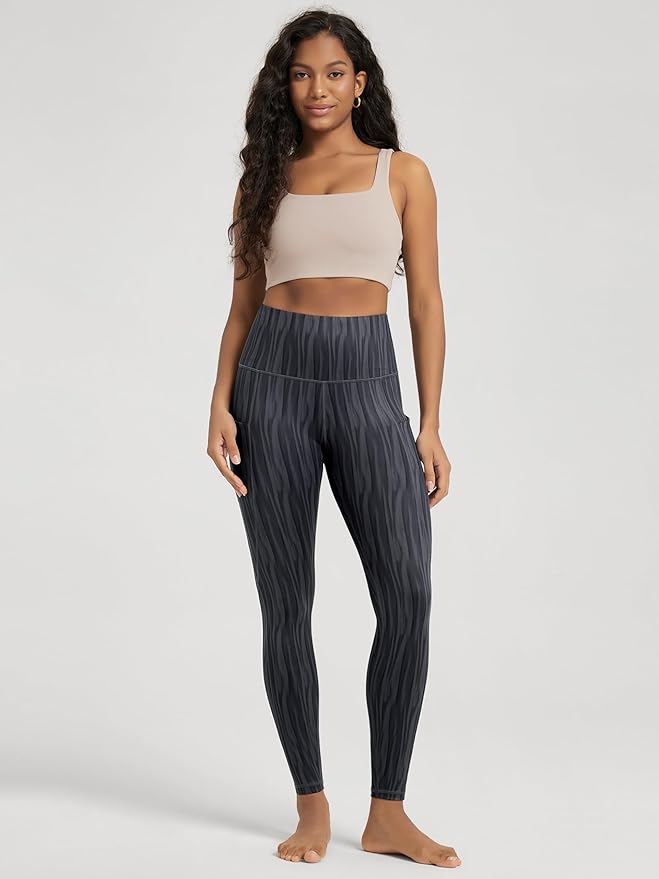 ODODOS Women's High Waisted Yoga Leggings with Pockets, Tummy Control Non See Through Workout Athletic Running Yoga Pants