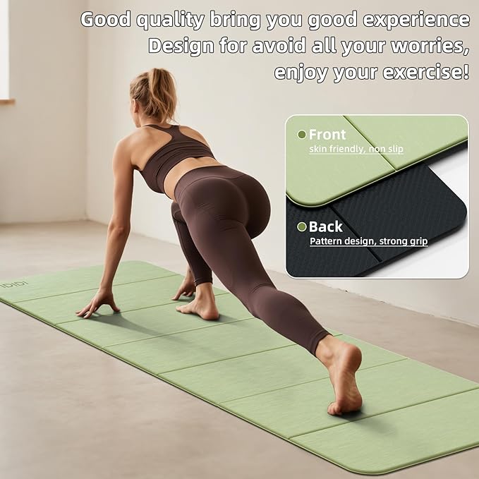 Foldable Yoga Mat Extra Thick 0.32 Inches-SGS Certified POE Material Exercise Mat, Non-Slip Design Fitness Mats, Multi-Purpose Workout Mats For Studio or Home Use