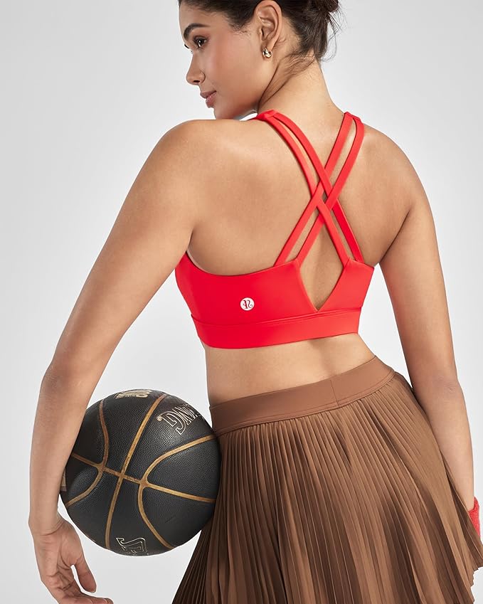 RUNNING GIRL Sports Bra for Women High Support, Molded Cup High Impact Sports Bras with Sewn in Pads Strappy Running Bra