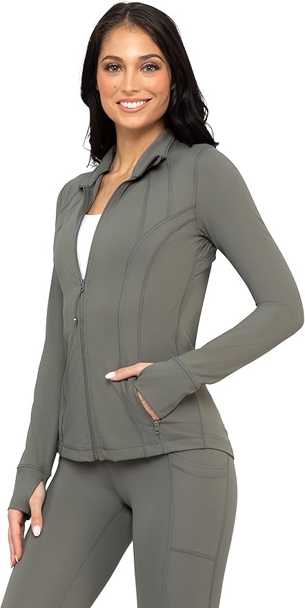 90 Degree By Reflex Full Zip Running Track Jacket Lightweight Athletic Slim Fit Jacket with Thumbholes