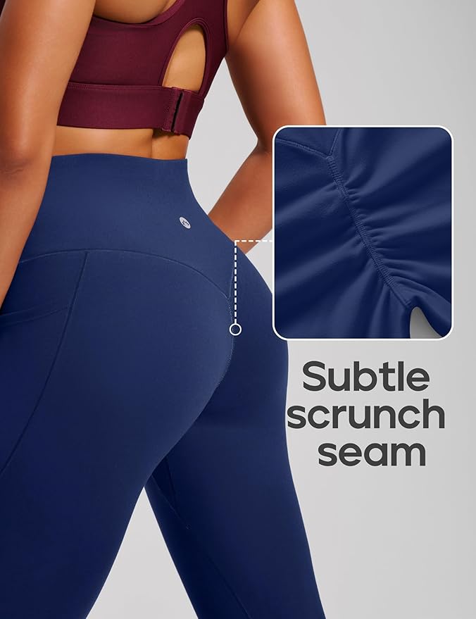 Heathyoga Scrunch Butt Lifting Leggings with Pockets for Women Tummy Control Compression Leggings No Front Seam Yoga Pants