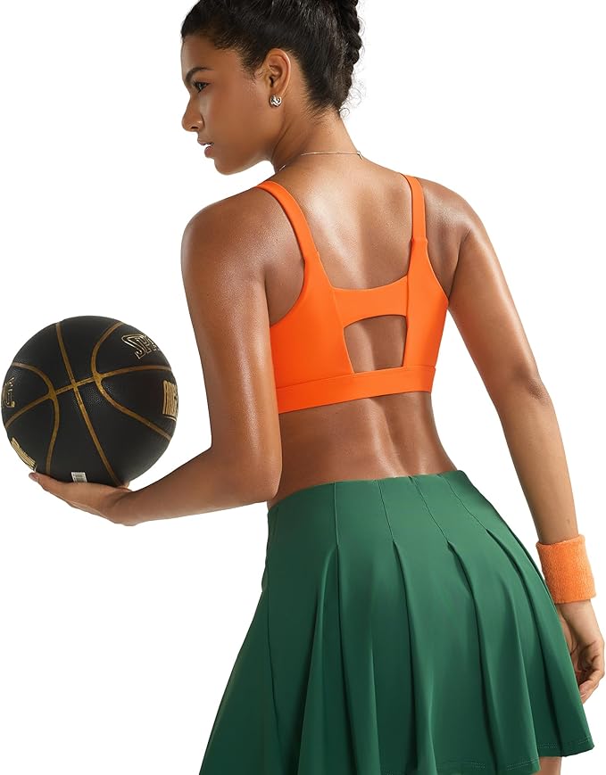 RUNNING GIRL Sports Bra for Women High Support, Molded Cup High Impact Sports Bras with Sewn in Pads