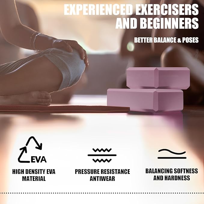 2 Pcs Yoga Blocks, 9"x6"x3" Foam Blocks Yoga Props for Pilates Stretching and Meditation Exercise Blocks Lightweight Yoga Essentials