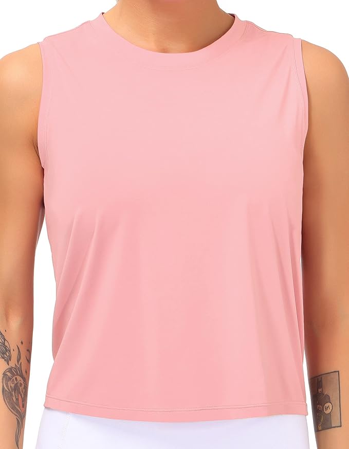 Dragon Fit Womens Ice Silk Workout Tank Tops Sleeveless Cropped Yoga Shirt for Running Gym Summer