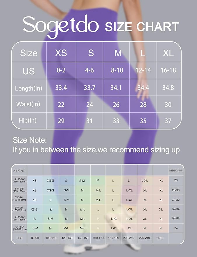 Sogetdo Yoga Leggings for Women Hidden Scrunch Butt Non See Through High Waisted No Front Seam Athletic Gym Workout Pants