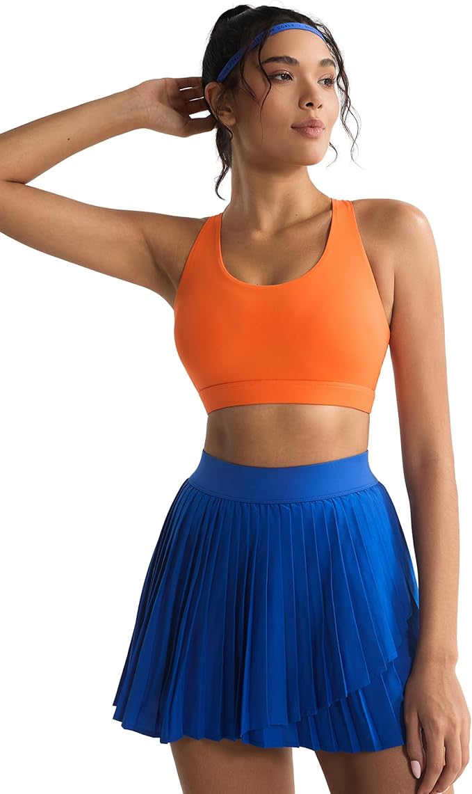 RUNNING GIRL Sports Bras for Women,Padded Strappy Sports Bras Criss-Cross Back Medium Support Sports Bras with Removable Cups