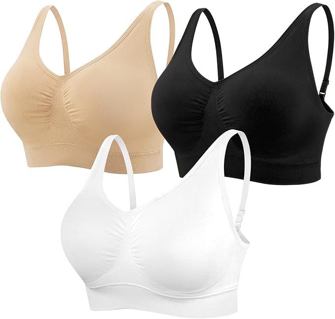 Womens Sports Bras, Yoga Comfort Seamless Stretchy Sports Bra for Women 3 Pack
