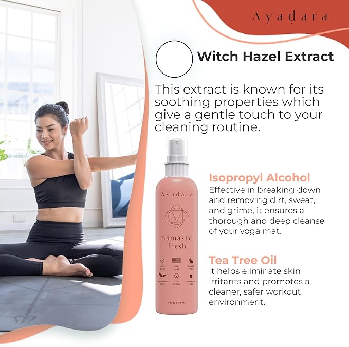 Yoga Mat Cleaner Spray, Cleaning Spray for Yoga Accessories, All Purpose Mat Spray for Gym Equipment, Workout Mat Spray With Tea Tree Oil, Yoga Mat Spray Cleaner, 1000 Sprays per Bottle 2-Pack