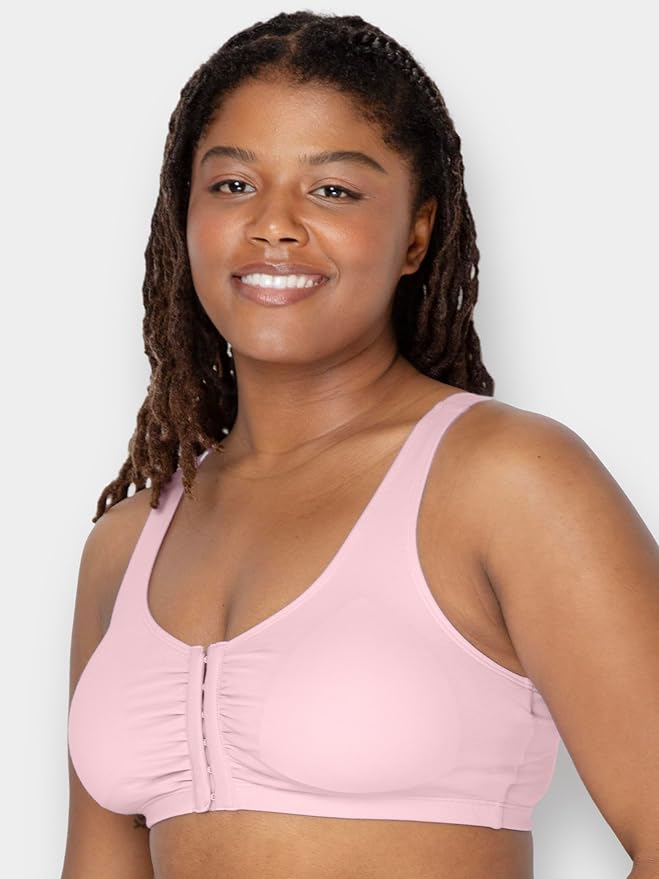 Fruit of the Loom Women's 96014PK Comfort Cotton Blend Front Close Sports Bra 2 Pack