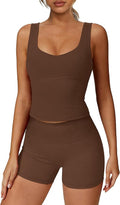 Alaroo Workout Sets for Women 2 Piece U Neck Crop Tank Top High Waisted Shorts Athletic Gym Yoga Outfits Activewear