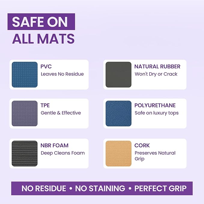 Foaming Yoga Mat Cleaner Spray Kit, Plant Based Non Toxic Mat Cleaner with Brush and Microfiber Cloth, Yoga Essentials for Women and Men, Pilates Mat Care, Lavender