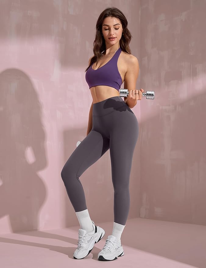 INGIA Womens High Waist No Front Seam Scrunch Butt Leggings Workouts 25 Inches V-Back Scrunch Booty Gym Yoga Pants