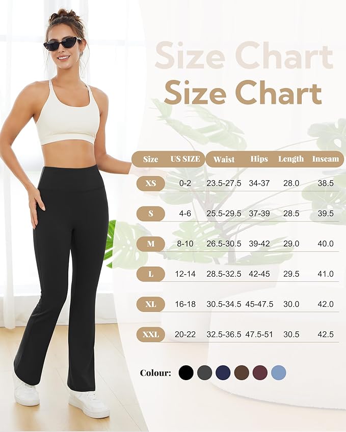 Yoga Pants for Women High Waisted Flare Leggings Bell Bottom Leggings Front Seamless Flared Workout Pants Tummy Control