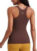 CRZ YOGA Butterluxe High Neck Tank Tops for Women - Racerback Workout Padded Yoga Athletic Camisole with Built in Bra