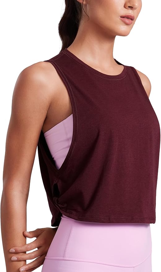 CRZ YOGA Pima Cotton Large Armhole Tank Tops for Women - Workout Sport Athletic Yoga Running Gym Loose Crop Sleeveless Shirts
