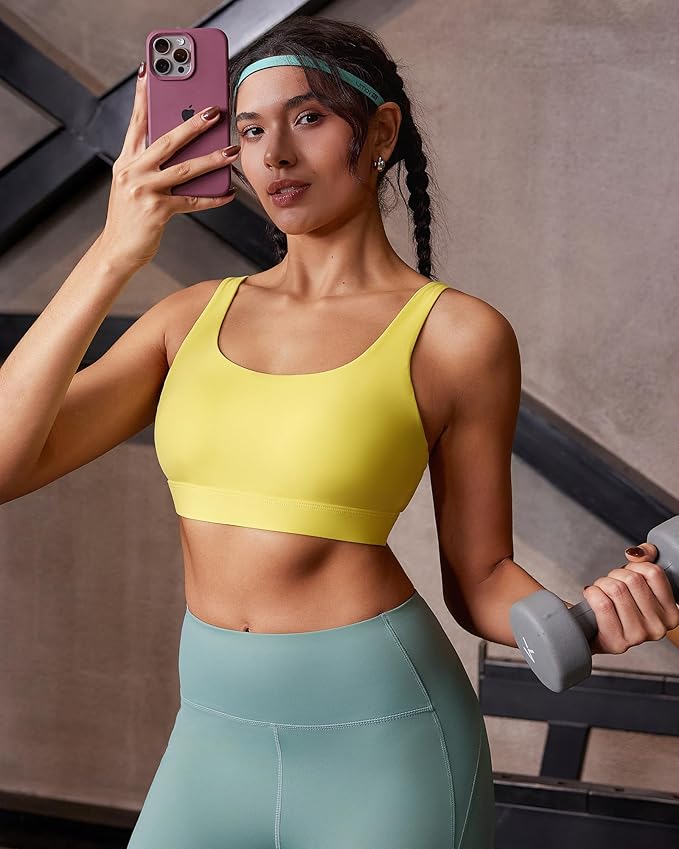 RUNNING GIRL Sports Bra for Women High Support, Molded Cup High Impact Sports Bras with Sewn in Pads Workout Running Bra