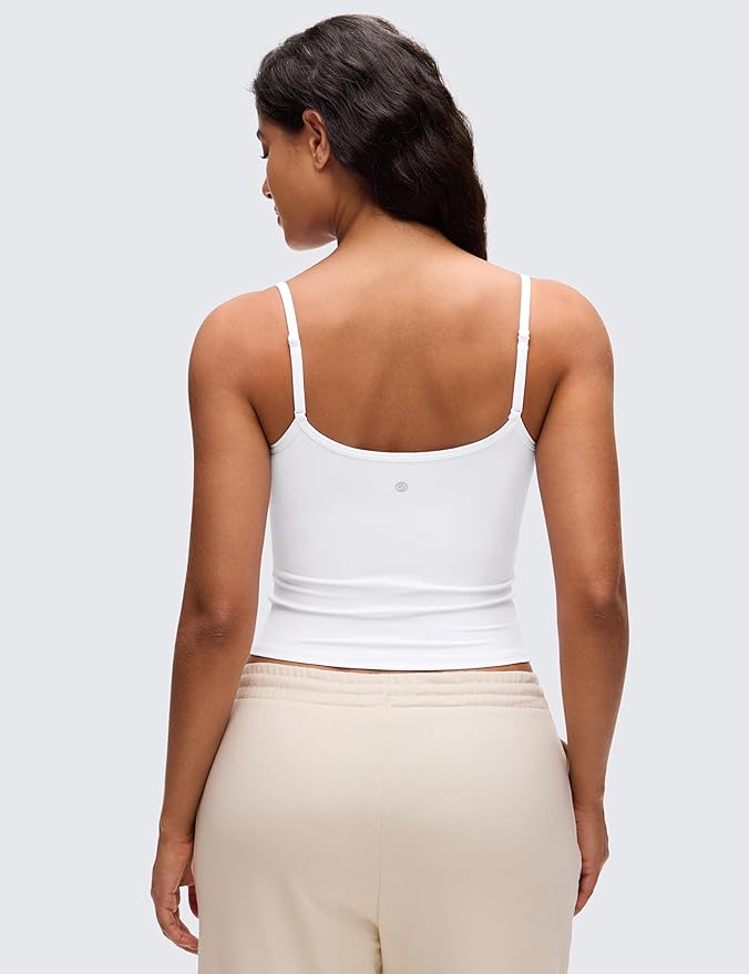 CRZ YOGA Butterluxe Double Lined Cami Tank Tops for Women - Yoga Casual Going Out Soft Scoop Neck Summer Sleeveless Shirt