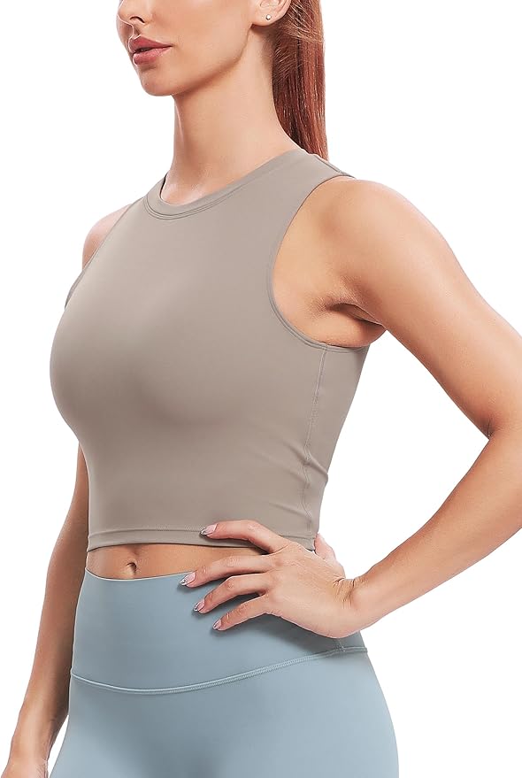Natural Feelings Nudi Sports Bras for Women Removable Padded Yoga Tank Tops Sleeveless Fitness Workout Crop Tops