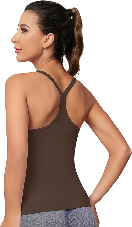 MathCat Workout Tank Tops for Women with Built in Bra, Sleeveless Gym Tops Seamless Racerback Athletic Yoga Shirts