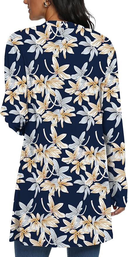 Womens Casual Lightweight with Pocketes Long Sleeve Open Front Cardigan