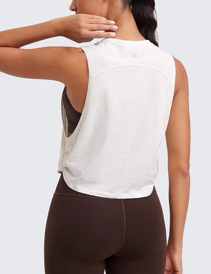 CRZ YOGA Pima Cotton Large Armhole Tank Tops for Women - Workout Sport Athletic Yoga Running Gym Loose Crop Sleeveless Shirts
