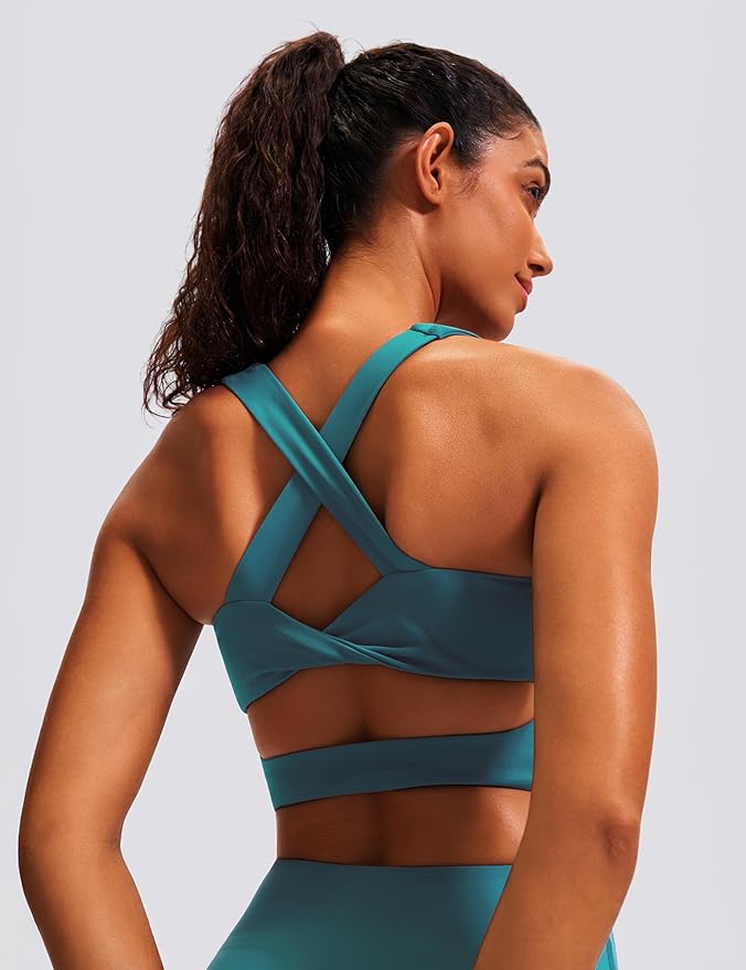 Sports Bras for Women Criss-Cross Back Padded Workout Tank Tops Medium Support Crop Tops for Women