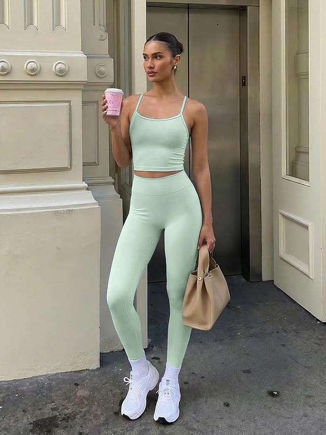 Matching Workout Sets for Women,Breathable Sport Bras & Seamless Leggings,2 Piece ActiveWear Outfits for Pilates/Gym/Athletic