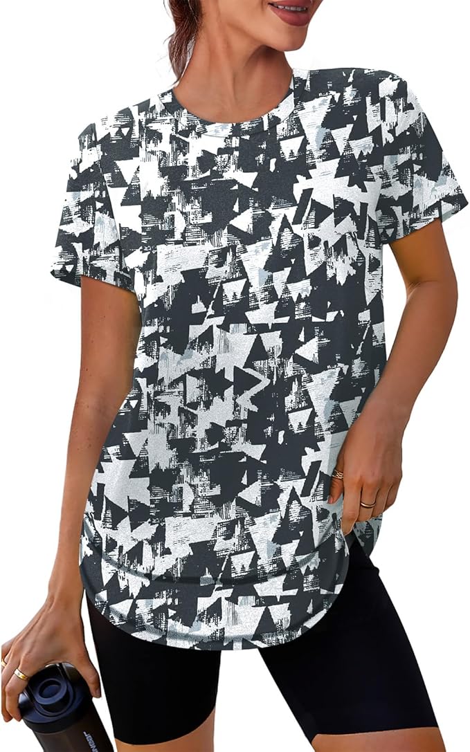 XIEERDUO Womens Workout Tops Short Sleeve Shirts Quick Dry Outfits for Hiking Running S-3XL