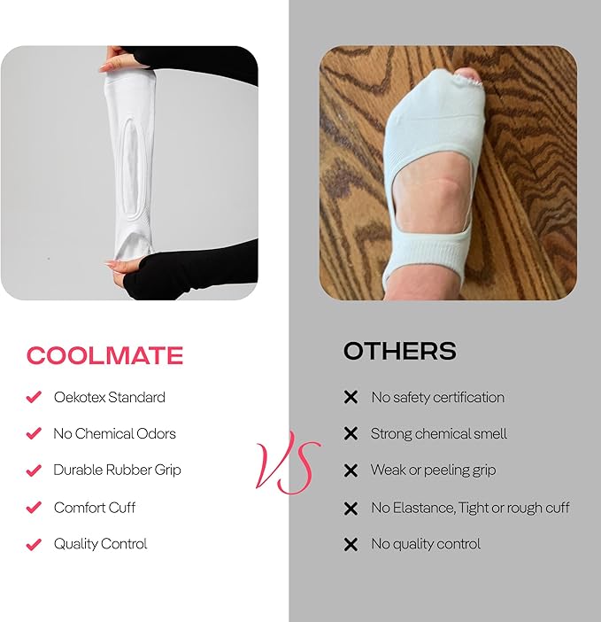 CoolMate Pilates Socks with Grips for Women, Yoga Socks, Crew Non Slip Women for Barre, Pilates Gifts for Women