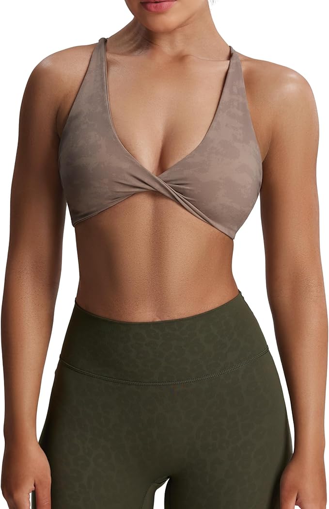 Aoxjox Women's Workout Sports Bras Fitness Metamorph Sienna Twist Bra Yoga Crop Tank