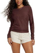 ODODOS Women's Long Sleeve Crewneck Tee - Ultra-Soft odSTRATUM Tech Performance T-Shirts UPF 50+ Daily Pullover Tops