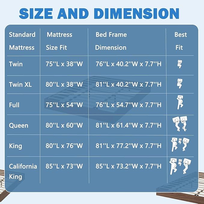 GarveeHome Twin XL Size Wood Platform Bed Frame,Wooden Bed Frame Without Headboard, Wood Slat Support,No Box Spring Needed, Easy Assembly