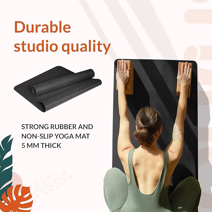 Gurus Natural Rubber Yoga Mat, Eco Friendly Earth Yoga Mat, Non Slip Yoga Rubber Mat, 72x25 Inches 5 mm Thickness