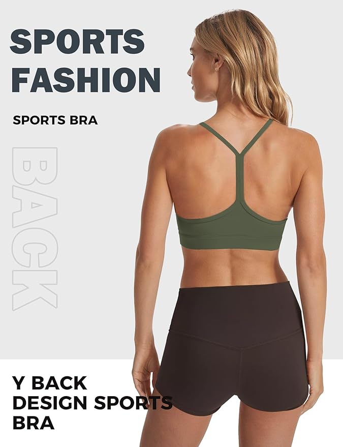 Buauty Sports Bra for Women, Y Back Light Support Workout Bra with Removable Pads for Yoga Pilates Gym