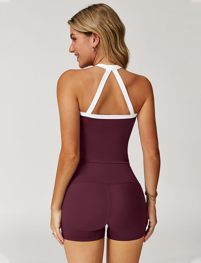 QBGJTD Two Piece Workout Sets For Women Tank Top Matching High Waist Booty Lifting Shorts Gym Yoga Active Wear Outfits