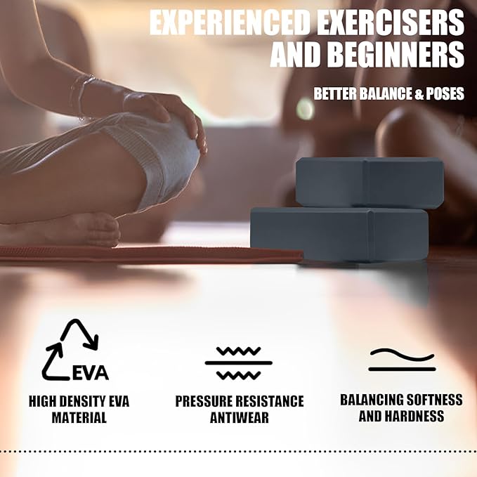 2 Pcs Yoga Blocks, 9"x6"x3" Foam Blocks Yoga Props for Pilates Stretching and Meditation Exercise Blocks Lightweight Yoga Essentials