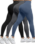CHRLEISURE Workout Leggings Sets for Women, Gym Scrunch Butt Butt Lifting Seamless Leggings 3 Piece