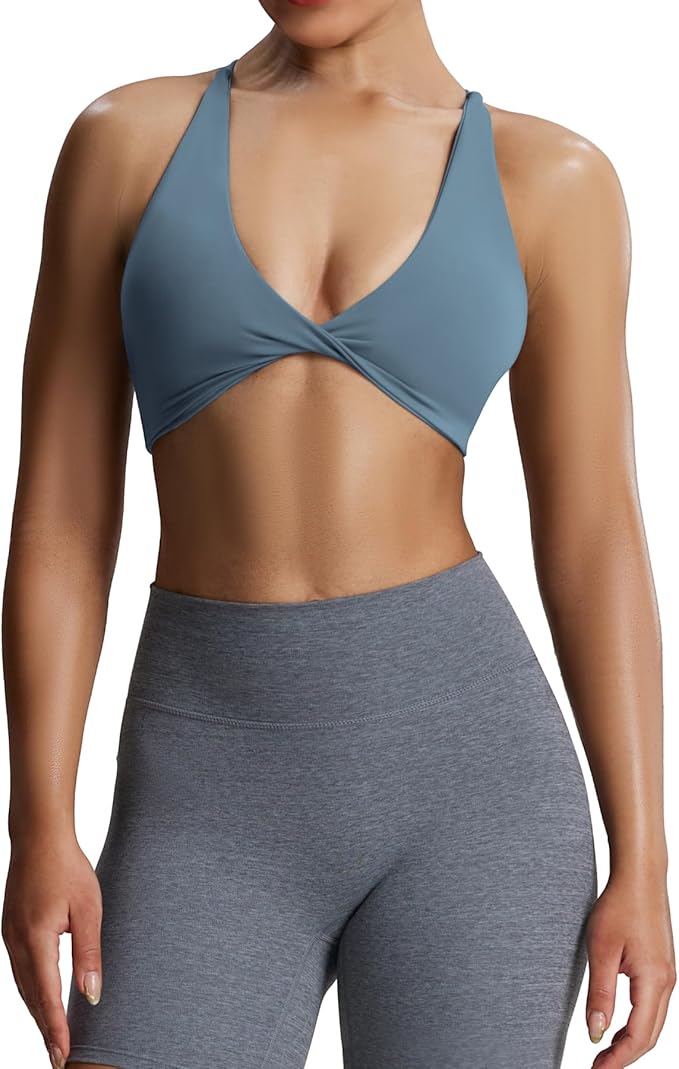 Aoxjox Women's Workout Sports Bras Fitness Metamorph Sienna Twist Bra Yoga Crop Tank