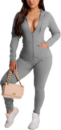 YeGine Women 2 Piece Outfits Long Sleeve Tracksuit Bodycon Matching Sets Hoodie Jacket Jogging Suit