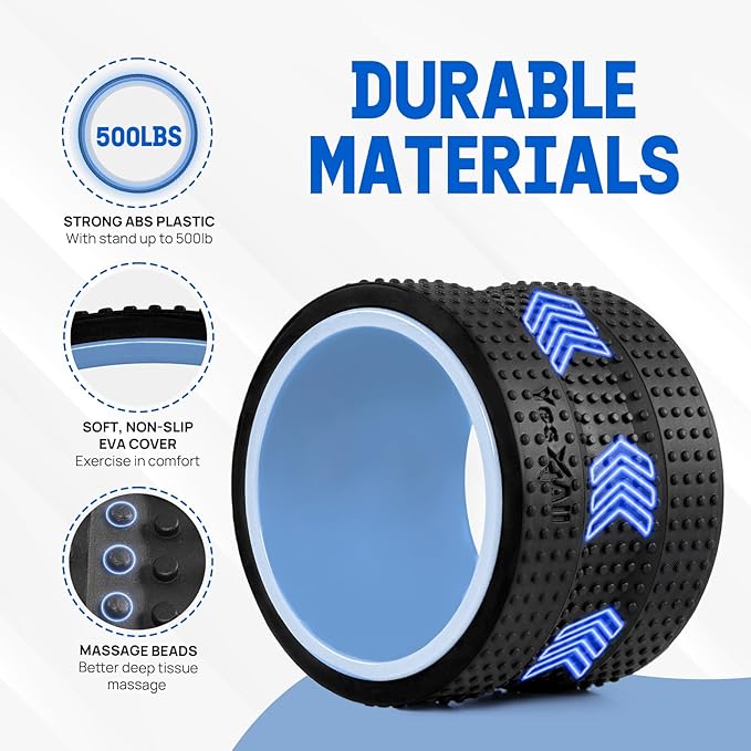 Yes4All Yoga Wheel Roller, 500 lb Capacity Back Cracker Roller for Comfort HIPS & Neck, Available in 6”/10”/12” Sizes