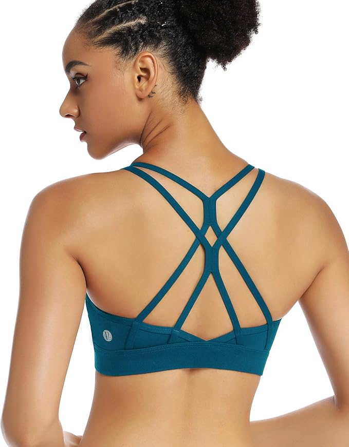 RUNNING GIRL Sports Bras for Women,Strappy Crisscross Back Padded Low Impact Running Sports Bra with Removable Cups