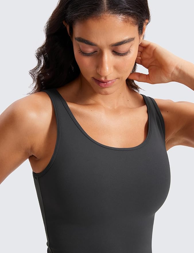 CRZ YOGA Butterluxe Double Lined Tank Tops for Women - Workout Casual Scoop Neck Racerback Crop Sleeveless Shirt