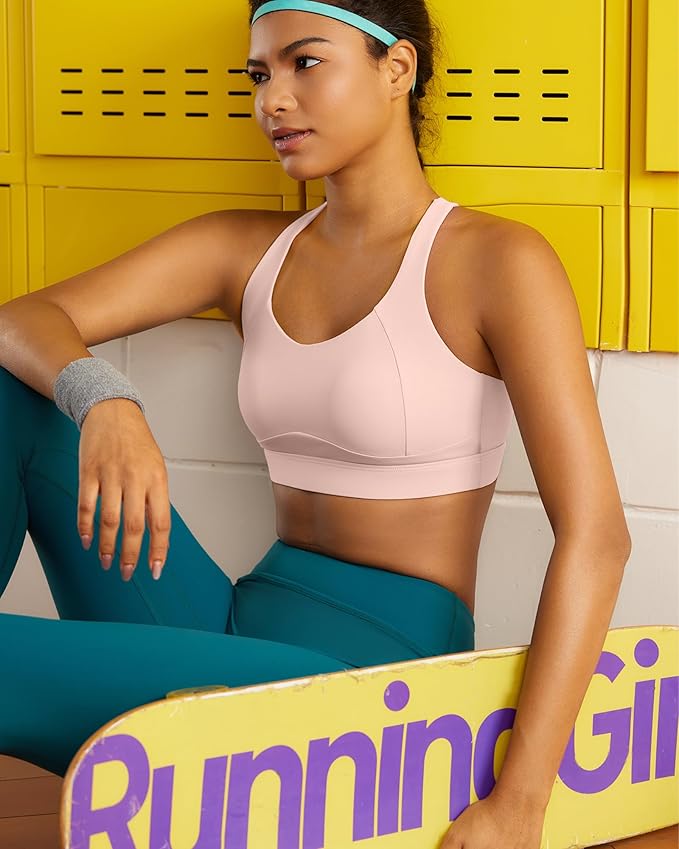 RUNNING GIRL High Impact Sports Bras for Women,Racerback Running Bra Workout Crop Tank Tops Longline Sports Bra Push up