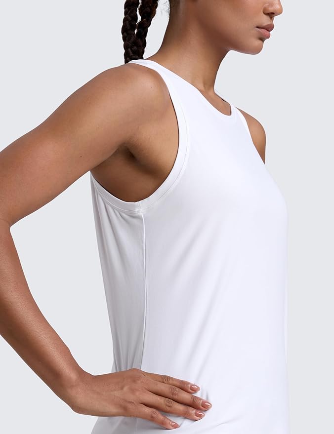 CRZ YOGA Cloudweight Open Back Workout Tops for Women Lightweight High Neck Athletic Gym Tank Soft Running Sleeveless Shirts