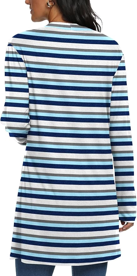 Womens Casual Lightweight with Pocketes Long Sleeve Open Front Cardigan