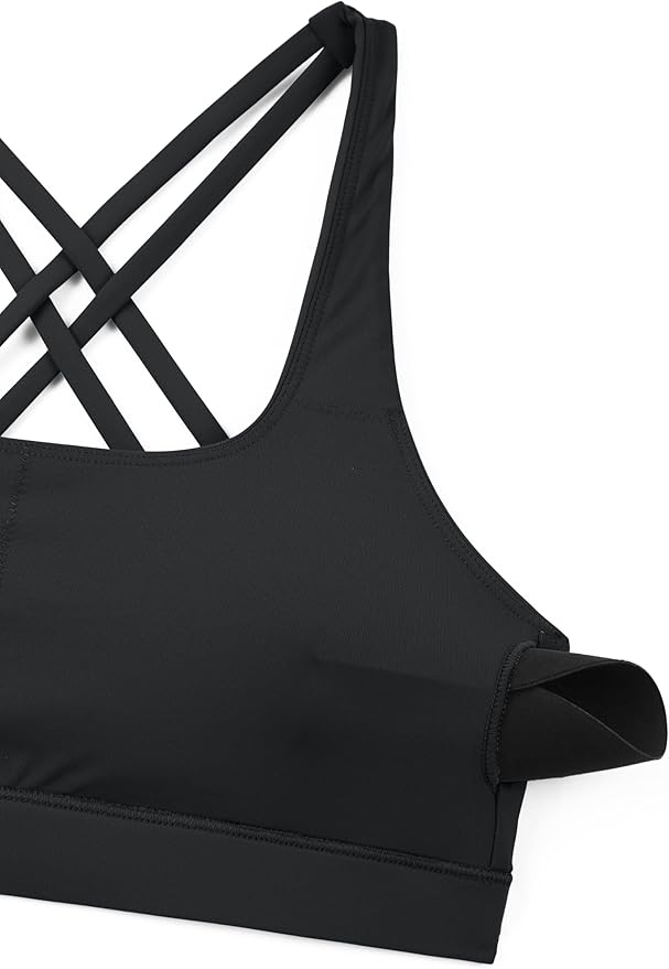 CRZ YOGA Butterbreeze Square Neck Sports Bras for Women - Strappy Thin Straps Workout Traning Padded Gym Halter Cami Top