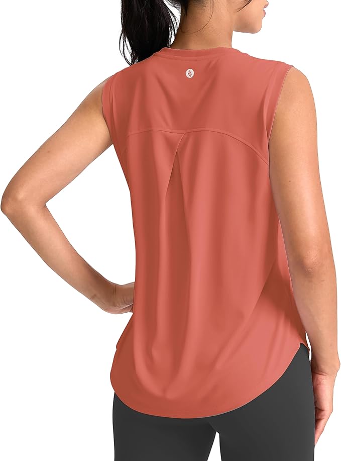 SANTINY Women's Sleeveless Workout Tops Breathable Lightweight Active Tennis Yoga Shirts Athletic Running Tank Tops for Women