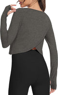 Bestisun Long Sleeve Athletic Workout Shirts Sports Yoga Gym Crop Tops for Women
