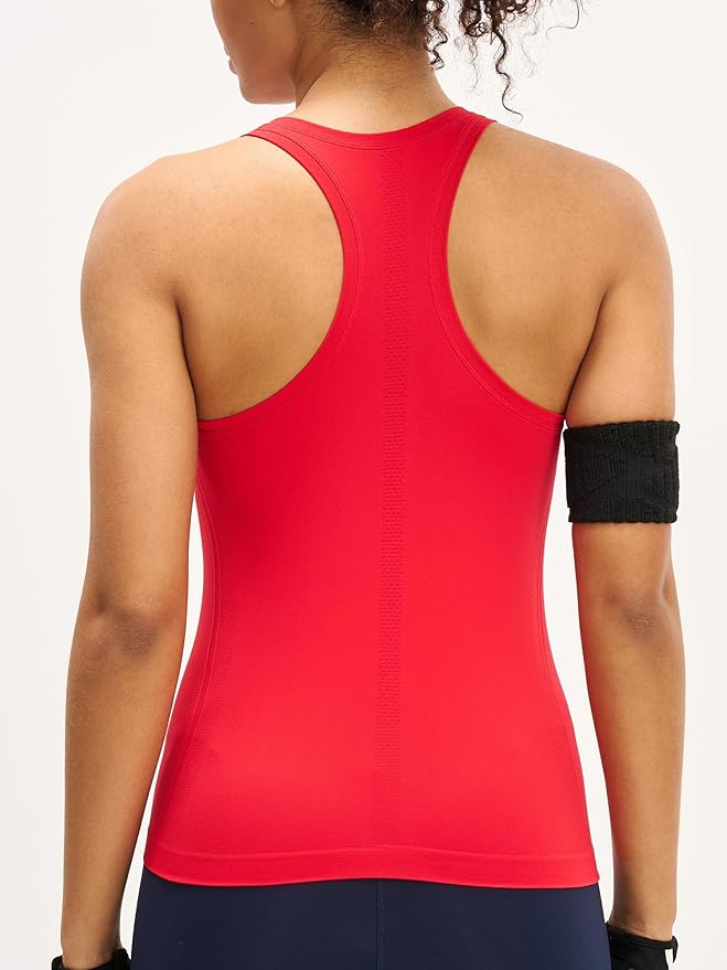 MCEDAR Women Seamless High Neck Workout Tank Tops Racerback Breathable Athletic Tops Slim Fit Running Tops