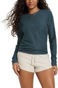 ODODOS Women's Long Sleeve Crewneck Tee - Ultra-Soft odSTRATUM Tech Performance T-Shirts UPF 50+ Daily Pullover Tops